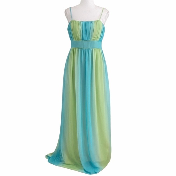 AFTER SIX TROPICAL OMBRE BRIDESMAID SLEEVELESS EMPIRE WAIST COLORFUL GOWN - 4 - Picture 2 of 10